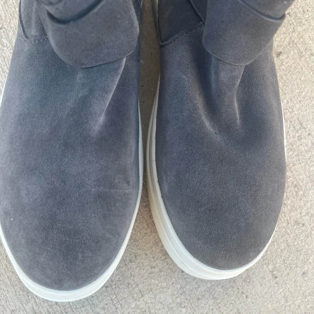 J/Slides Nelly Boots 8.5 Gray Suede Faux Fur Lined Winter Ankle Boots